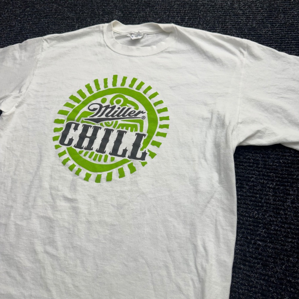 Miller Chill Beer Graphic T-Shirt White Anvil Cotton Mens XL Brewery Tee - Picture 6 of 12